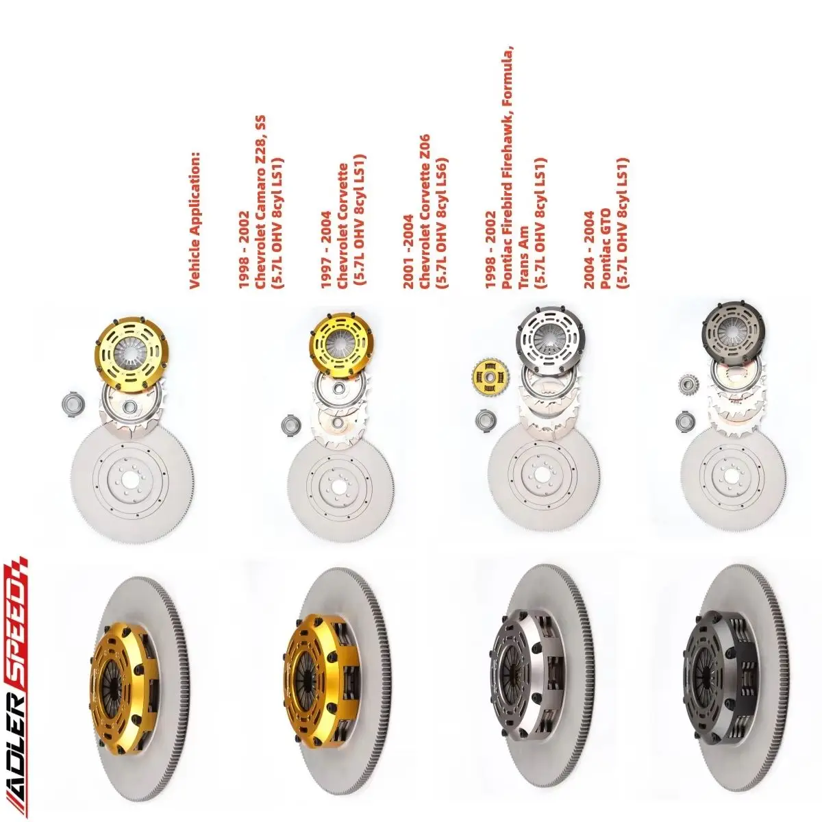 For Chevrolet Camaro Z28 SS/Corvette Z06/Pontiac GTO 5.7L LS1/LS6 ADLERSPEED Sprung Racing Single/Twin Disc/Triple Disc KIT