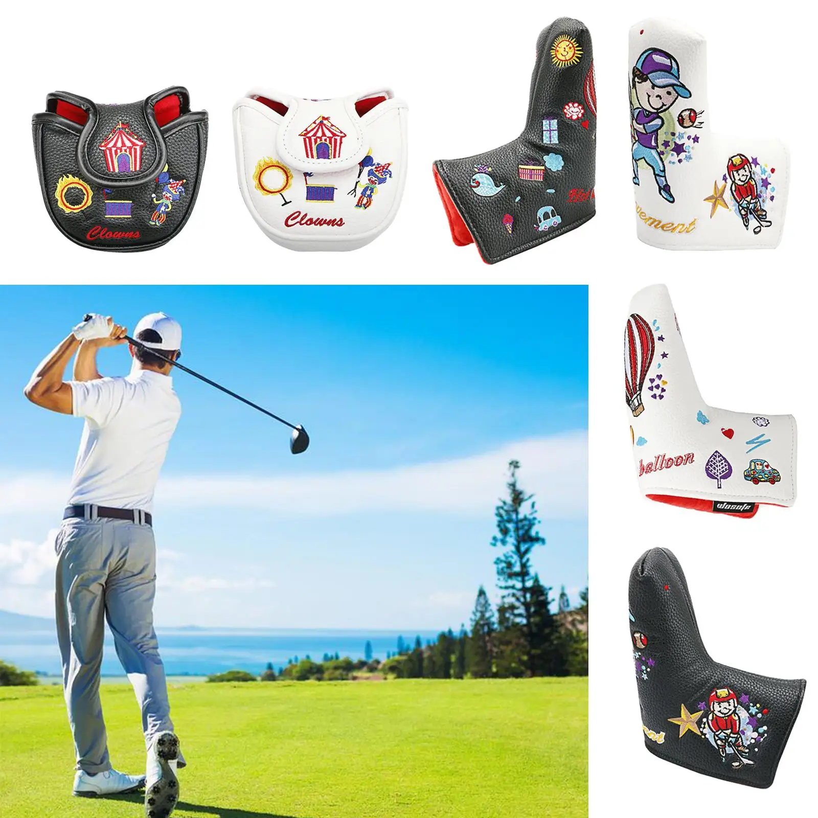 Golf Putter Cover Headcovers Blade Club Protector Portable PU for Outdoor