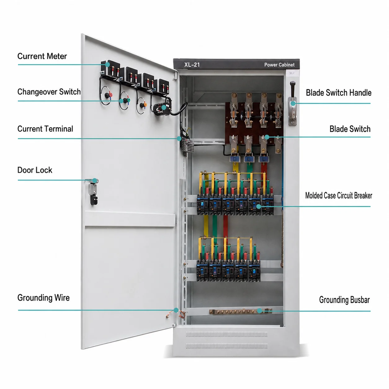 XL-21 Electrical Power Distribution Box 3-Phase 380V 600A IP30 Steel Enclosure for Low Voltage Motor Control Panel Board