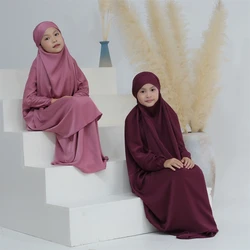 Eid-Vestido largo de oración para niñas musulmanas, Hijab turco, Abaya, conjunto de falda islámica, Túnica de cubierta completa, Ramadán