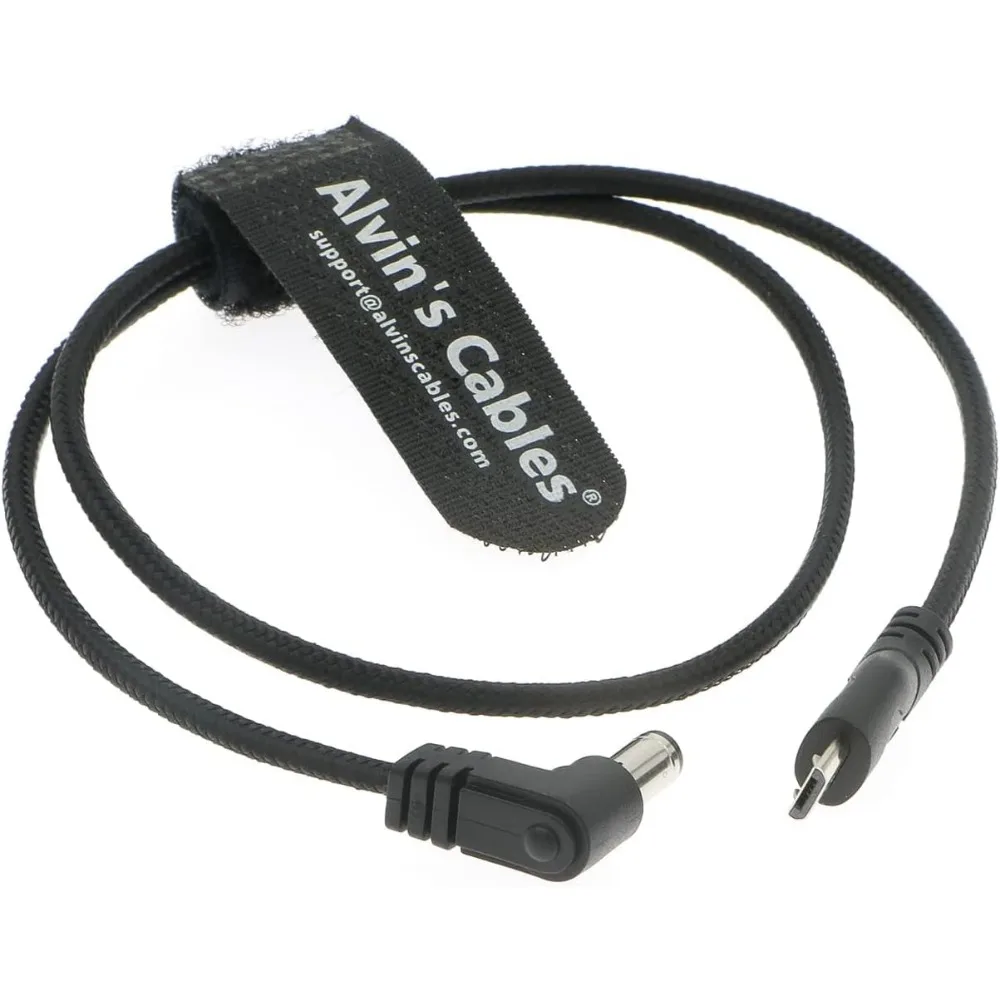 Alvin's Cables Motor Flexible Power-Cable for Tilta-Nucleus-Nano Micro USB to 2.1 DC Barrel Right Angle