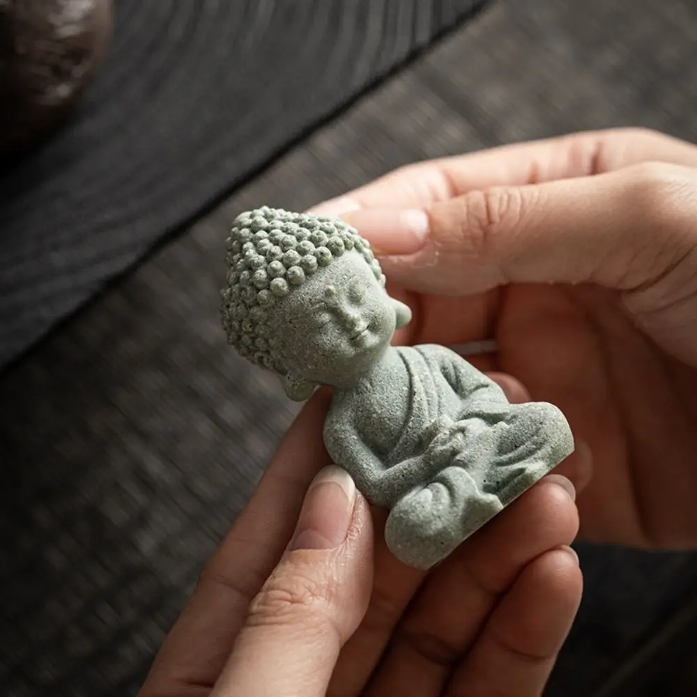 Monk Figure Decor Sandstone Aquarium Buddha Statues Mini Cute Buddha Statue Funny Serviceable Buddha Tea Pet Table Centerpieces