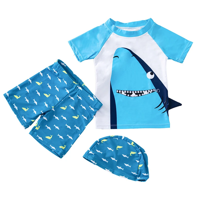 Swimsuit Boys UPF50 Baby Swimwear Shark Dinosaur UV Bathing Suit for Boy 3 Pcs Toddler Surfing Diving Suit Children\'s Rash Guard