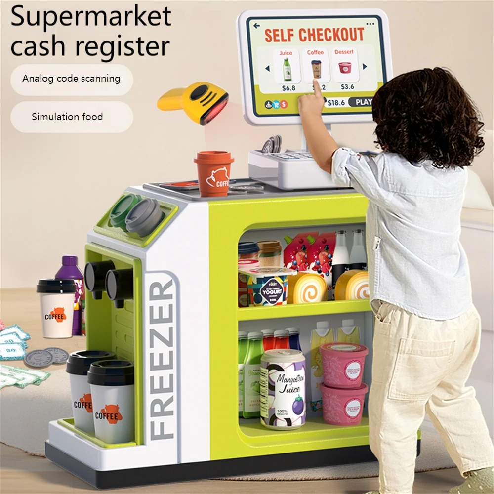 Children's play house simulation supermarket cash register food simulation shopping coffee machine refrigerator supermarket toys