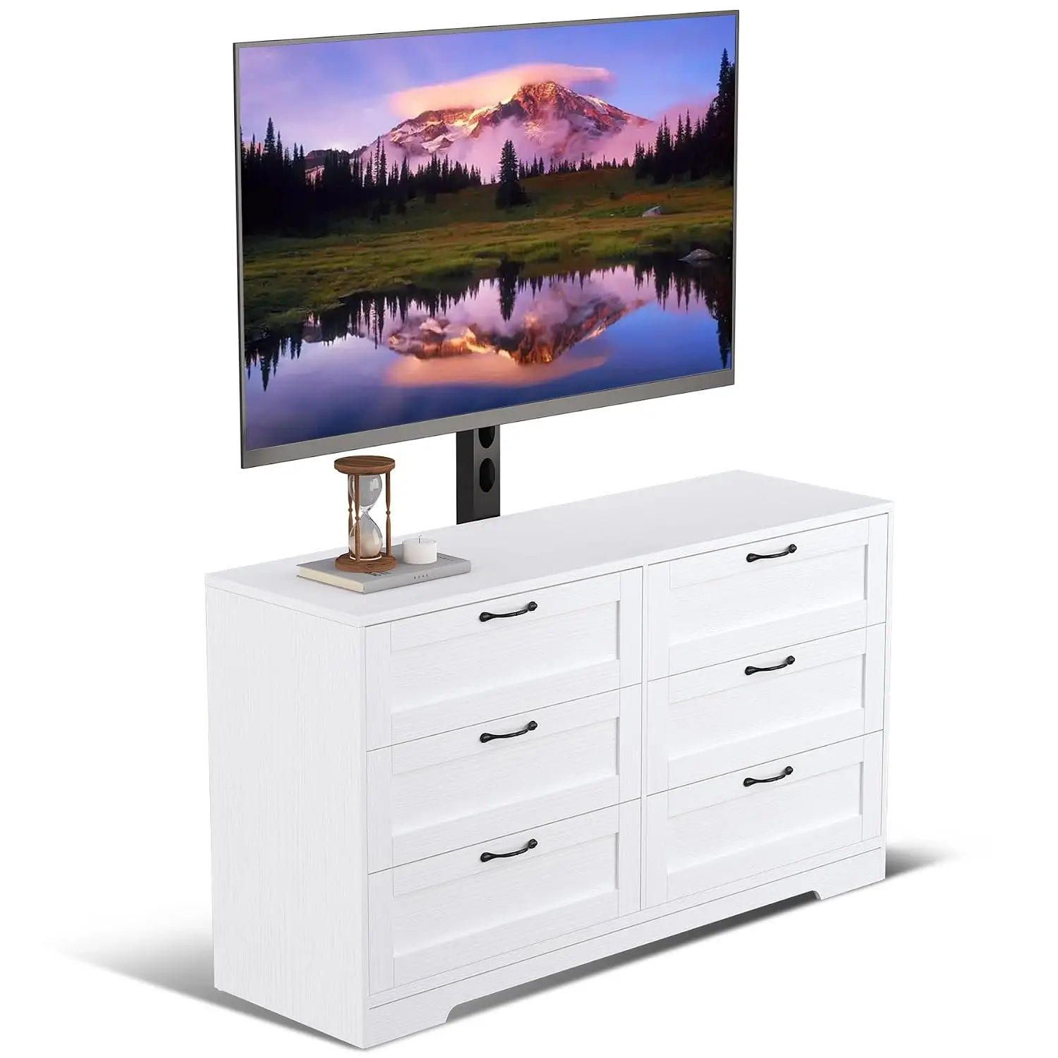 TV Stand with Mount & 6 Drawers for 32-80 Inch TVs Living Room Bedroom Height Adjustable Wood Media Console, Customized