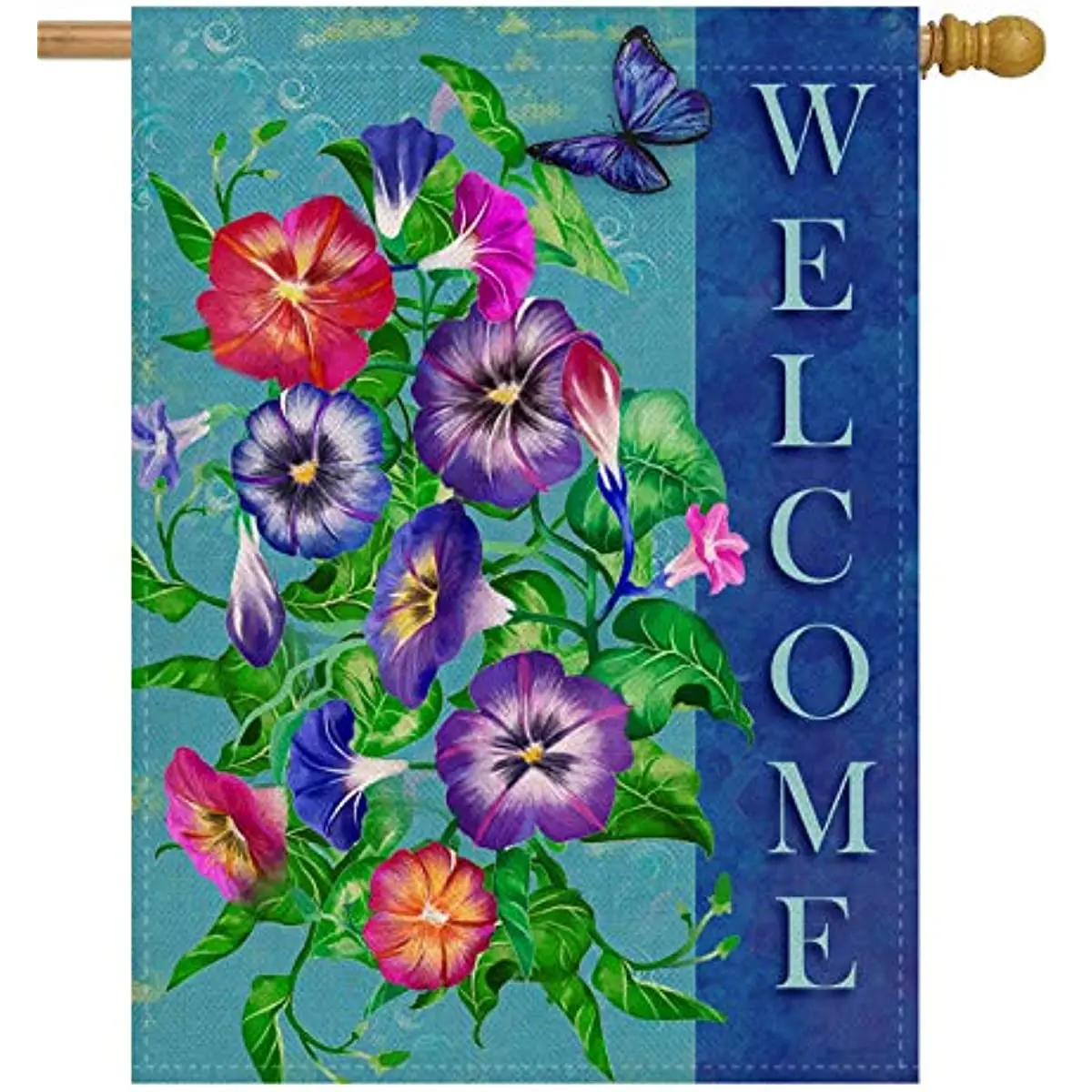 

Spring Summer Pansies Flower House Flag Large Double Sided Welcome Quote, Floral House Garden Yard Decoration