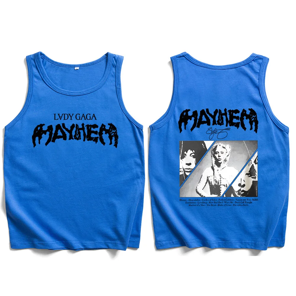 Lady Gaga MAYHEM 2025 Regatas Colete Homem Mulher Verão Casual Sem Mangas Camiseta Fãs Presente Tops