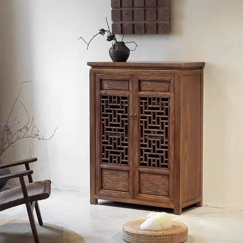 flowers, side cabinets, old wood storage cabinets, tea rooms, storage cabinets, old elm, Chinese lace window side cabinets
