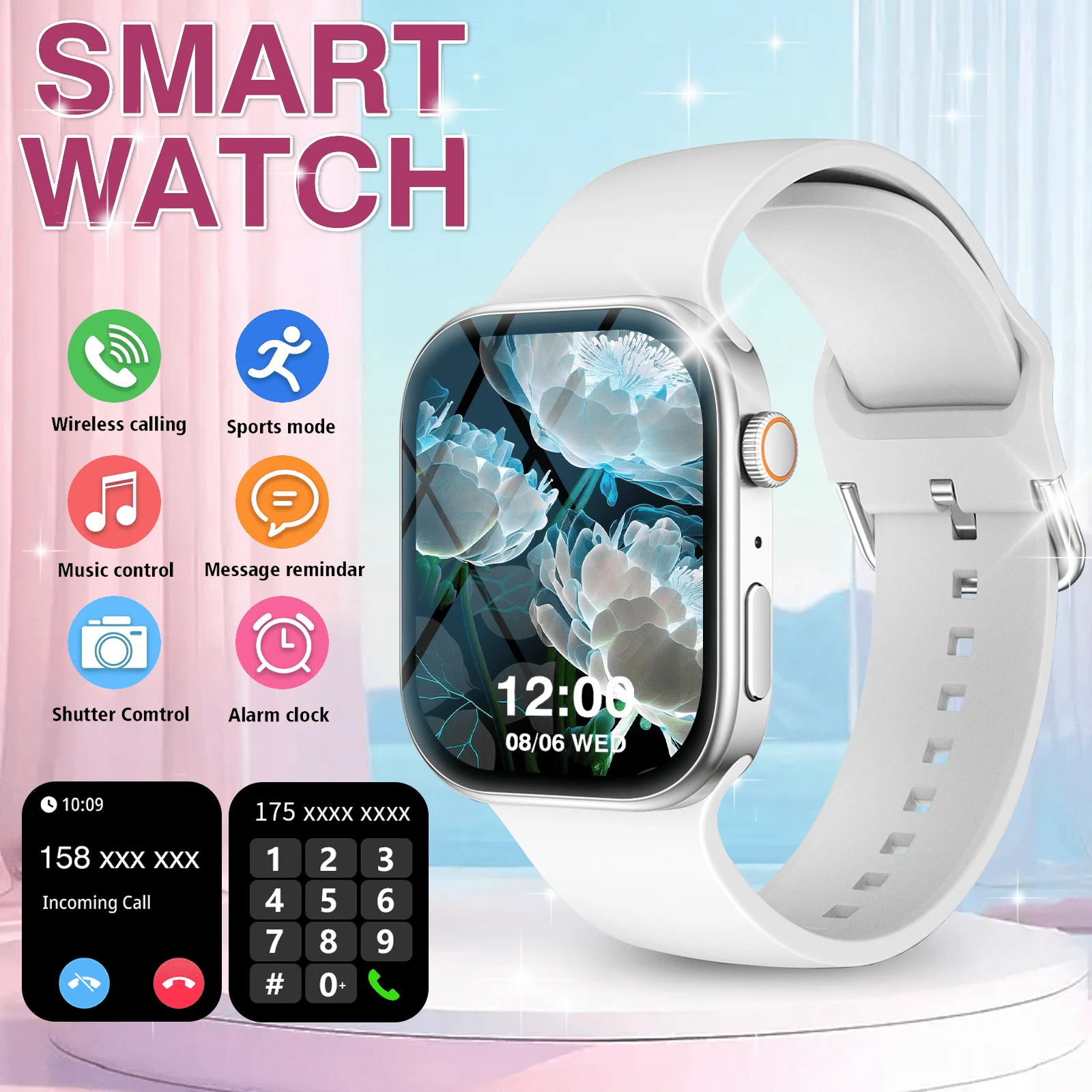 

2026 New Smartwatch, Wireless Calling, Voice Calling And Rejection, Message Reminder View, 100+ Sports Modes, Tracking Sports Data, Multiple App Reminders, 2.01 Inch Full Touch HD Screen, Custom Dial Wallpaper, Sports Watch, Unisex
