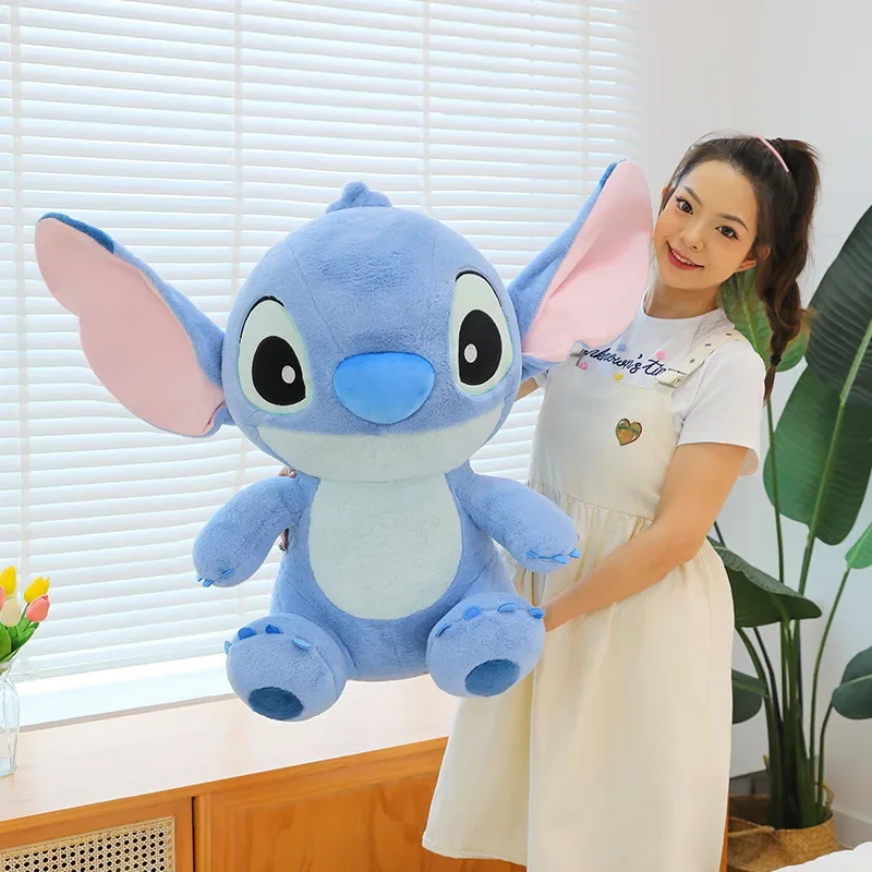 Милая плюшевая игрушка Disney Blue Stitch с героями мультфильмов, аниме Stitch Kawaii, подушка для сна, плюшевая кукла, подарки на день рождения для девочек