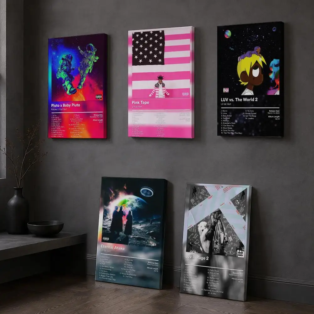 Rapper L-Lil Uzi Vert Framed Wall Painting Wooden Framed Canvas Poster Wall Art HD Waterproof Print Home Decor