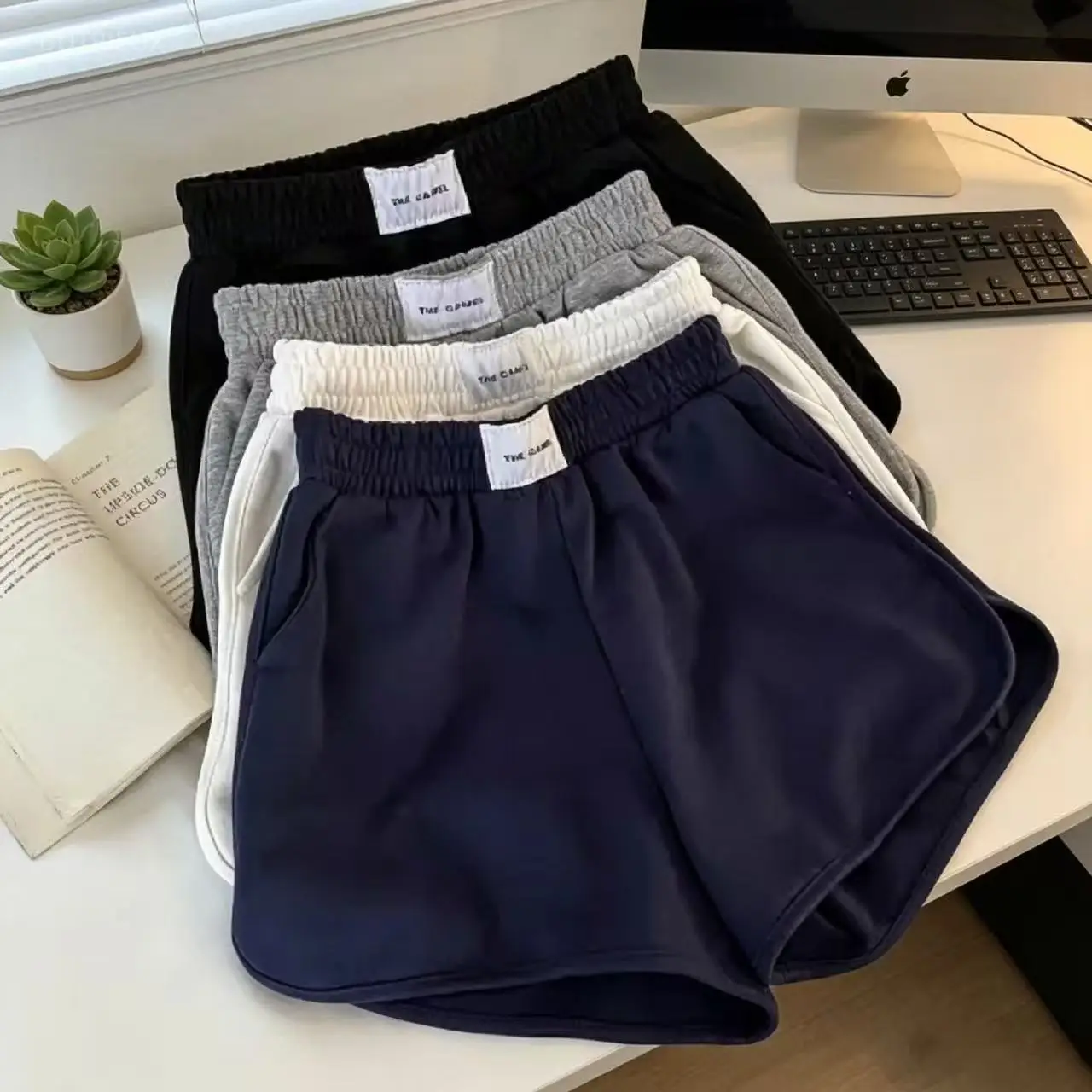 American Elastic High Waist All-match Casual A-line Short Pants Women Loose Sporty Wide Leg Shorts Summer Street Y2k Pantalones