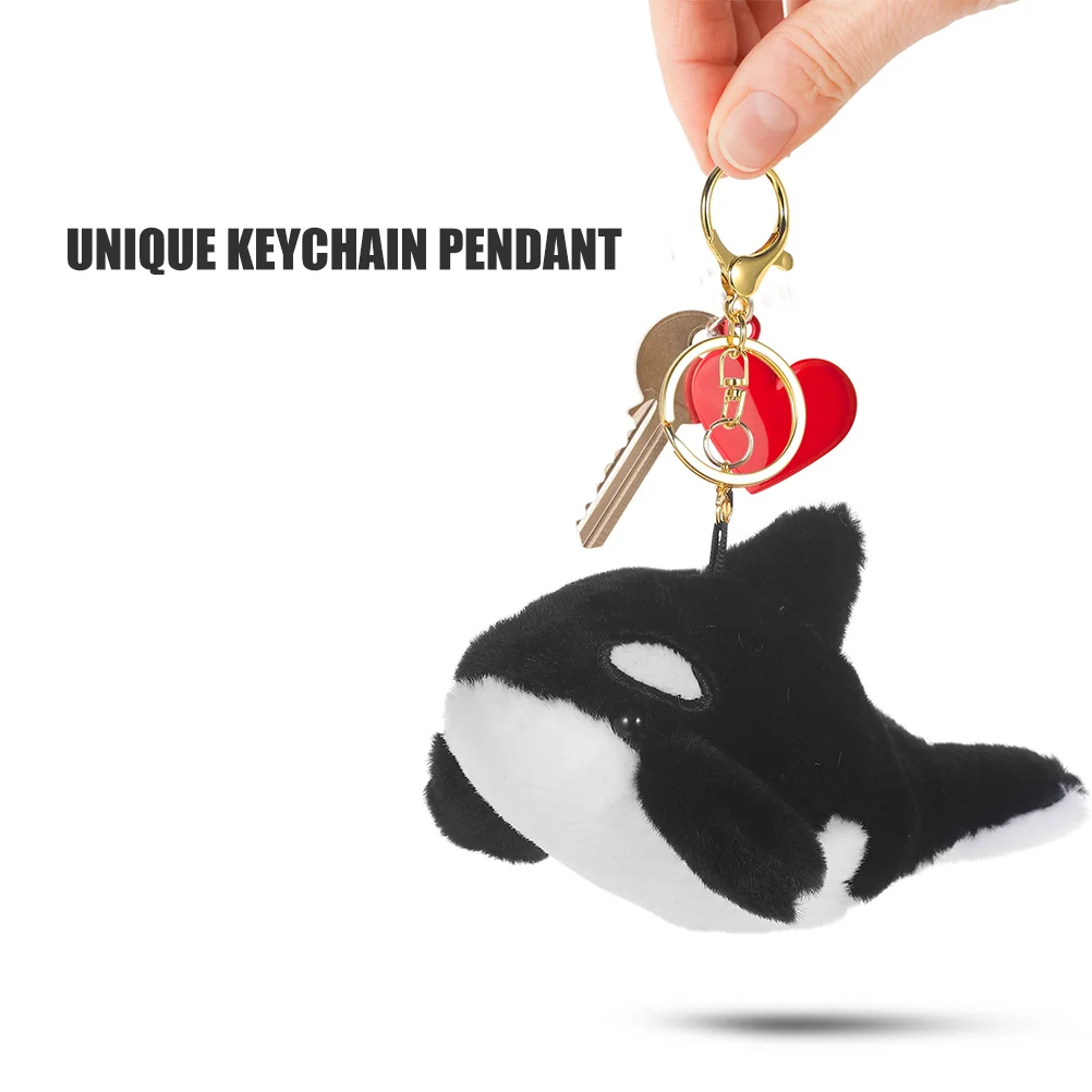 2 Pcs Plush Toy Killer Whale Keychain Ring Pp Cotton Purse Backpack Handbag Charms