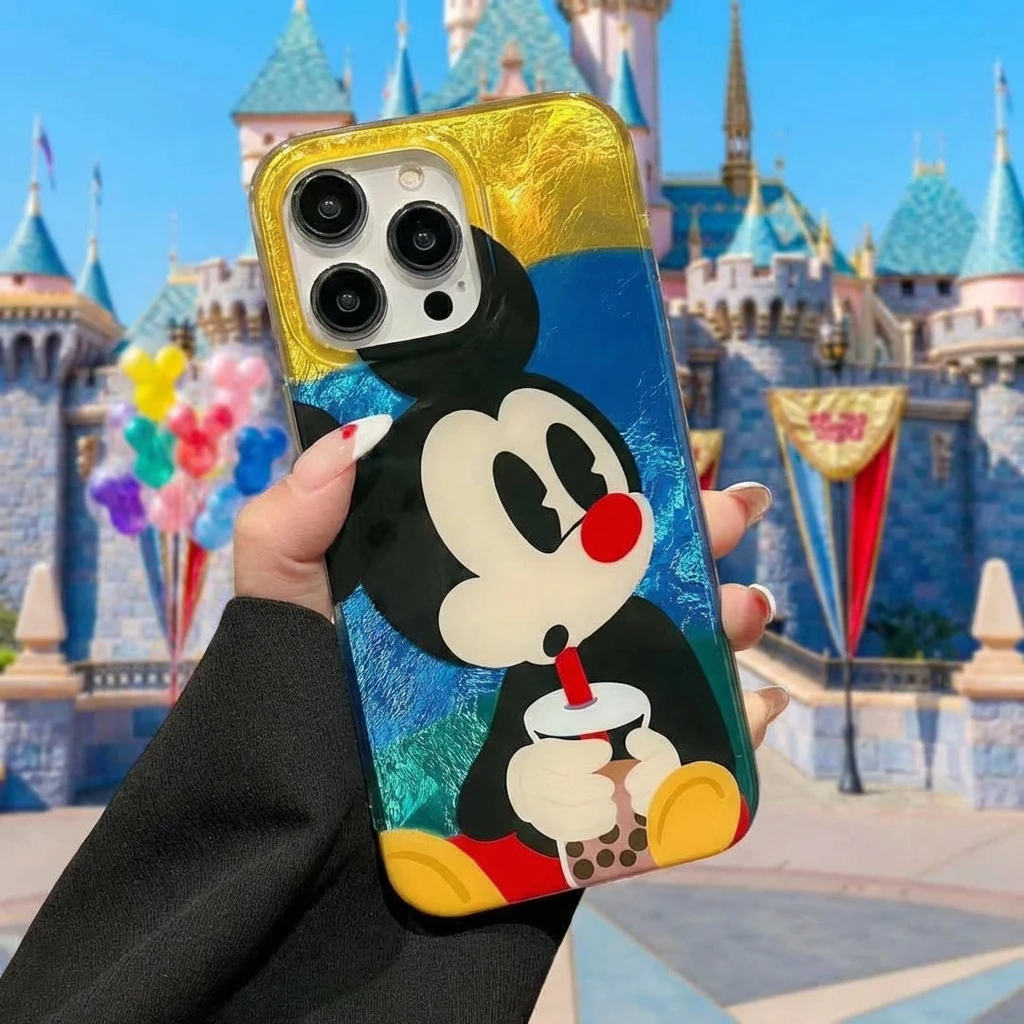 

Милый чехол для телефона с Микки Маусом и молочным чаем, забавный дизайн, для iPhone 13 14 15 16 17 Pro Max, новый 3D-дизайн, защитный чехол, модные аксессуары