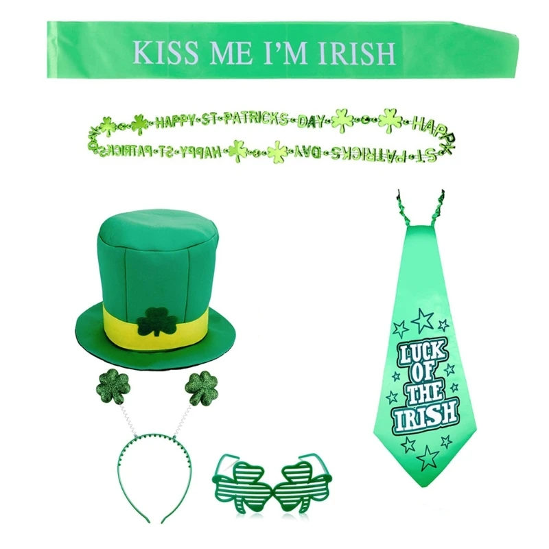 Patrick Day Costume Accessories Lucky Neck Tie Patricks Day Glasses Patrick's Day Decoration Party Supplies