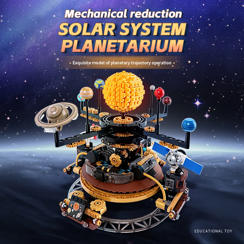 

KQ101 Electric Solar System Model Assembly Toy Desktop Creative Ornament Educational Toy Building Blocks Set Adult Birthday Gift
