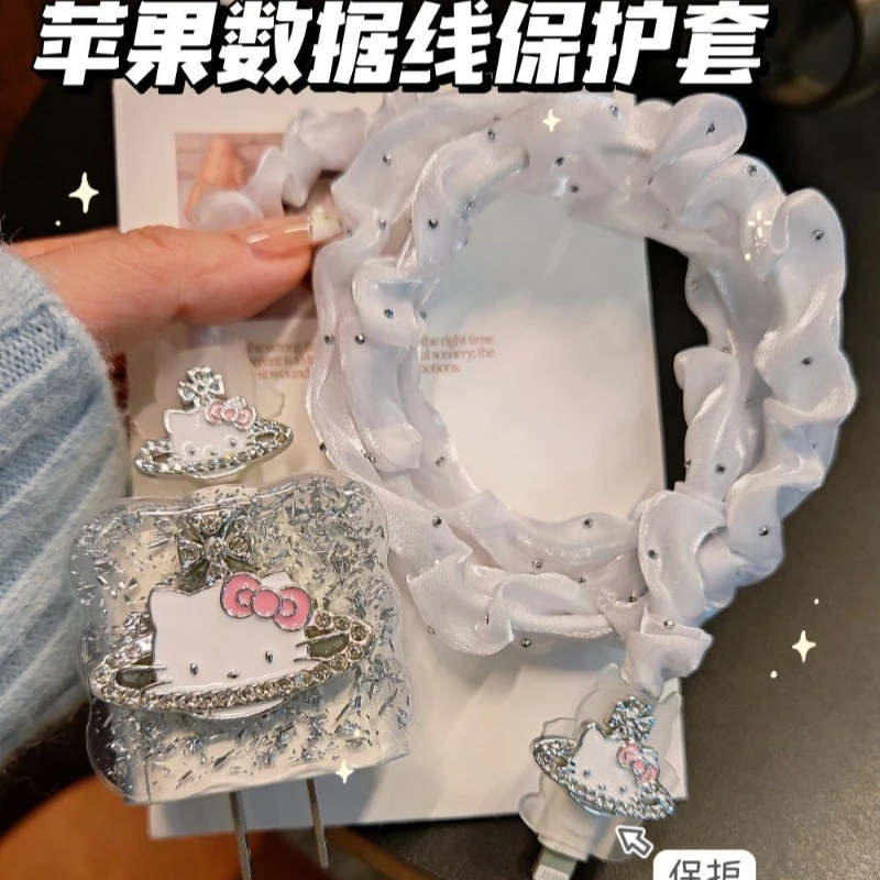 

New Cartoon Hello Kitty Charger Data Cable Case Protector and Winding for 20W Fast Charger Adapter Phone Charger Case Anti-break