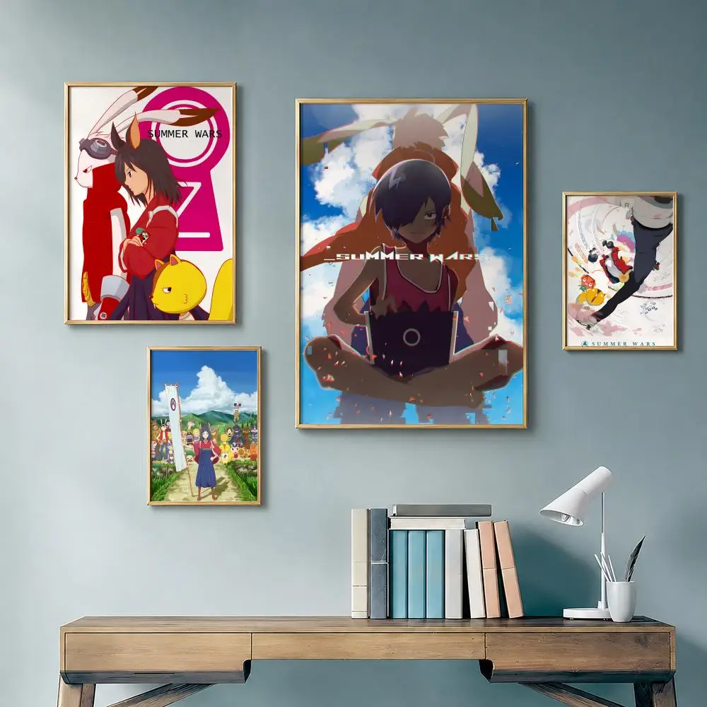 Classic Movie S-Summer WarsS Poster Vintage Retro Anime Poster Stickers Peel and Stick Wall Art Home Decor