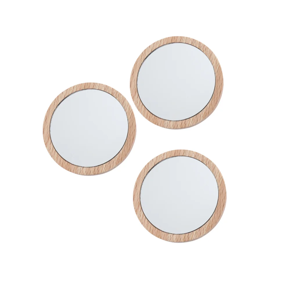 3Pcs 7.5cm Portable Makeup Mirror Round Light Weight Travel Mirror Smooth Glass Surface Easy Carry Option