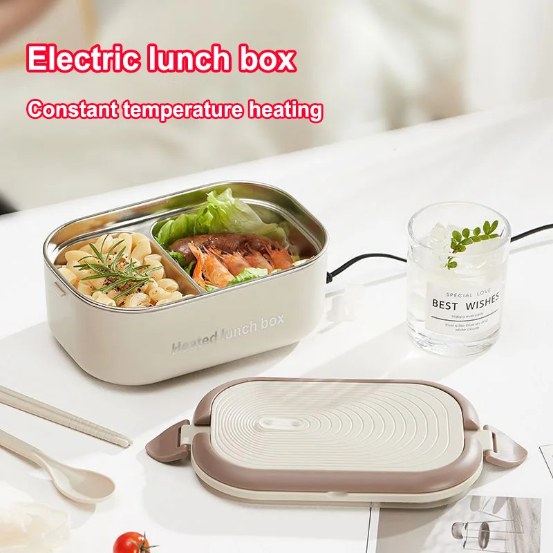 New 220V Household Constant Temperature Electric Lunch Box 304 Stainless Steel 1.2L Portable Water-free Electric Lunch Box
