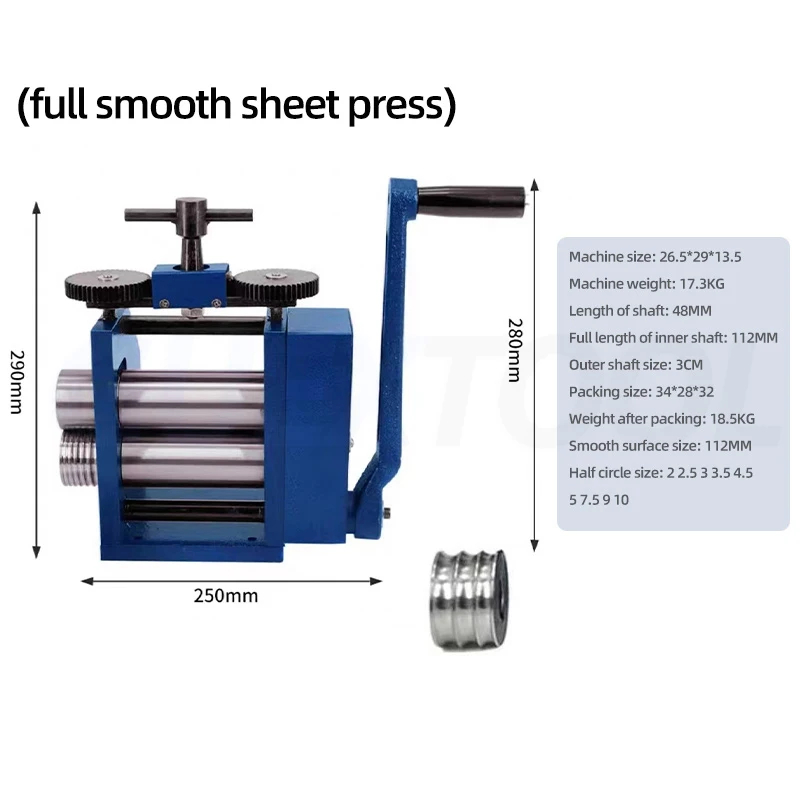 

3Inch Rolling Mills Gear Ratio 1:2.5 Manual Combination Metal Jewelry Sheet Square Semicircle Pattern Wire Roller Mill