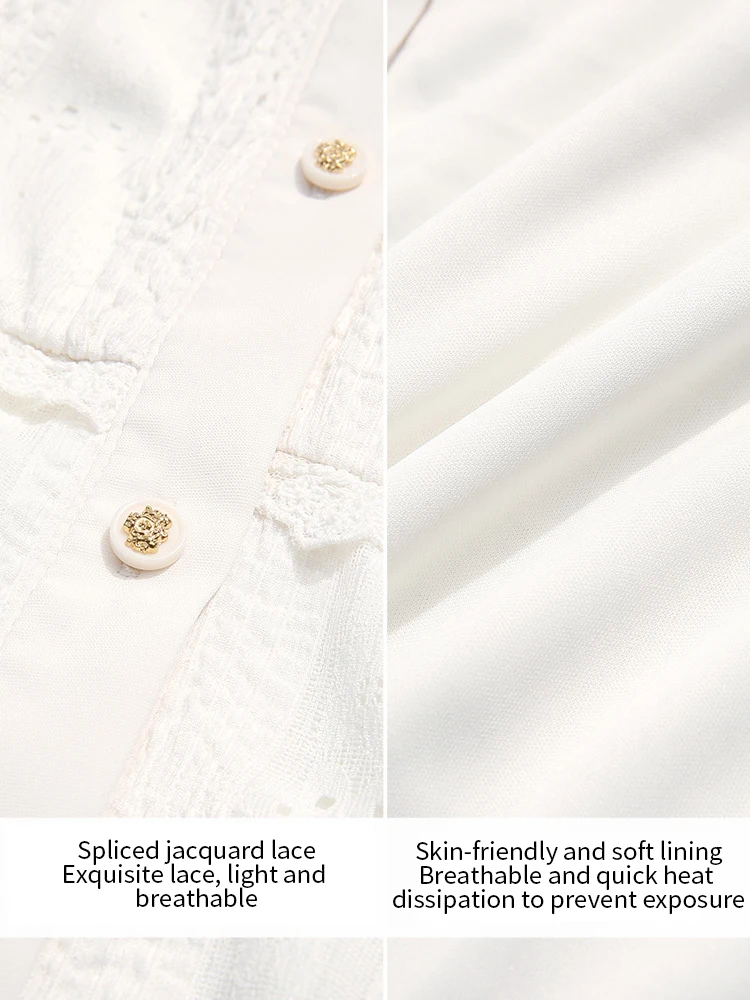 I BELIEVE YOU ผู้หญิง Apricot ลูกไม้ฝรั่งเศส Jacquard เสื้อ 2025 ฤดูร้อน Lapel ประณีตปุ่มเดี่ยว Breasted Tops 2252056026