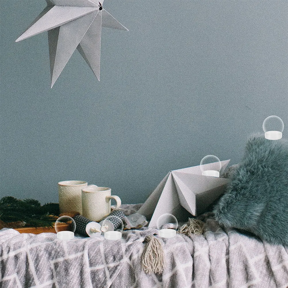 

15Pcs Snow Globe DIY Accessories Plastic Clear Globes Replacement Parts Winter Holiday Craft Kit Creative Snow Globe Supplies