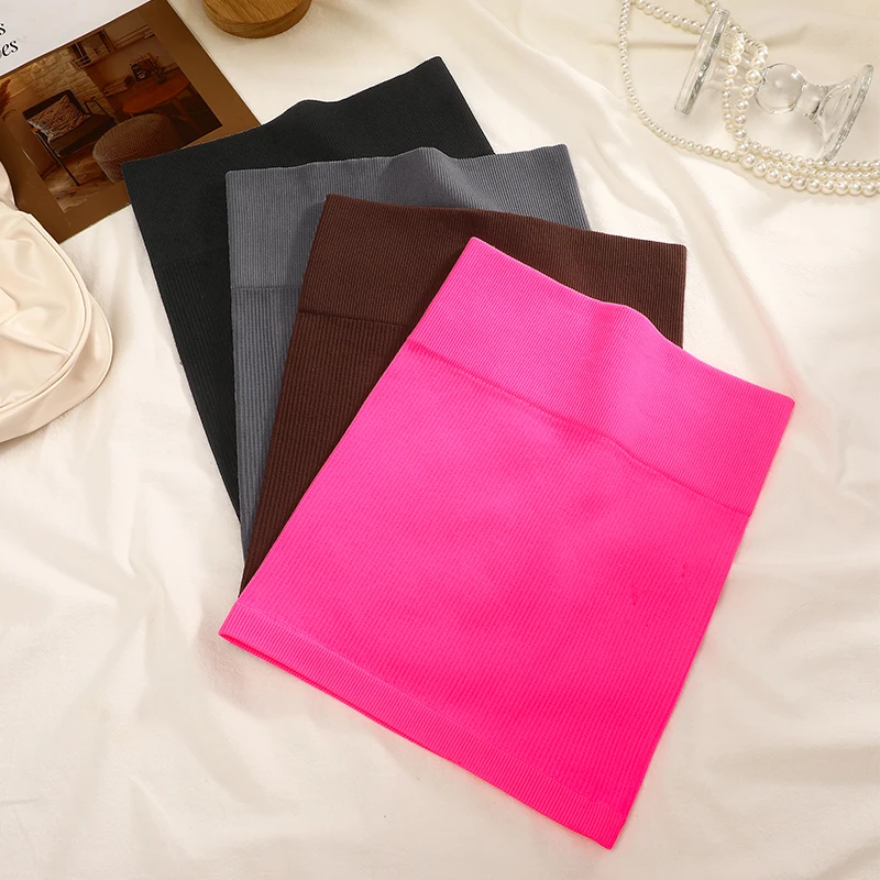 Mini jupe élastique taille haute pour femmes d'affaires, 1 pièce, noire, amincissante, tricotée, demi-corps, travail professionnel, nouvelle collection printemps été