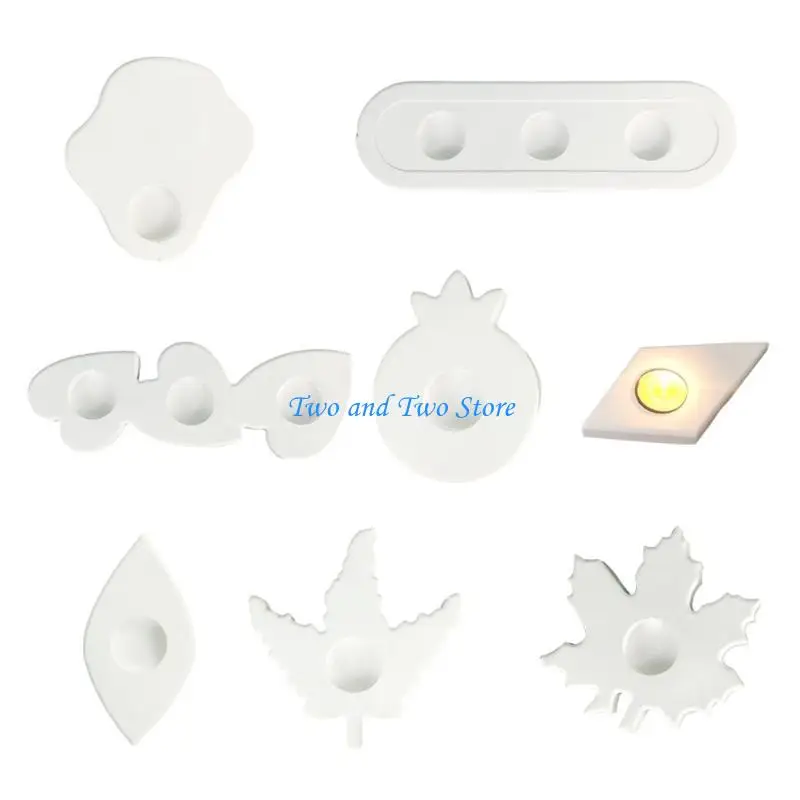 HX6F ورقة شكل حامل شمعة قالب غير النظامية الشمعدان قالب من السيليكون قوالب الراتنج ملموسة يلقي لحفل زفاف عيد الحب #3