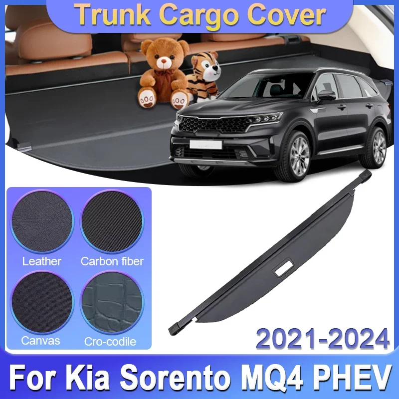 

Car Trunk Cargo Cover for Kia Sorento MQ4 PHEV 2021 2022 2023 Rear Rack Luxury Luggage Cover Partition Security Car Accessories