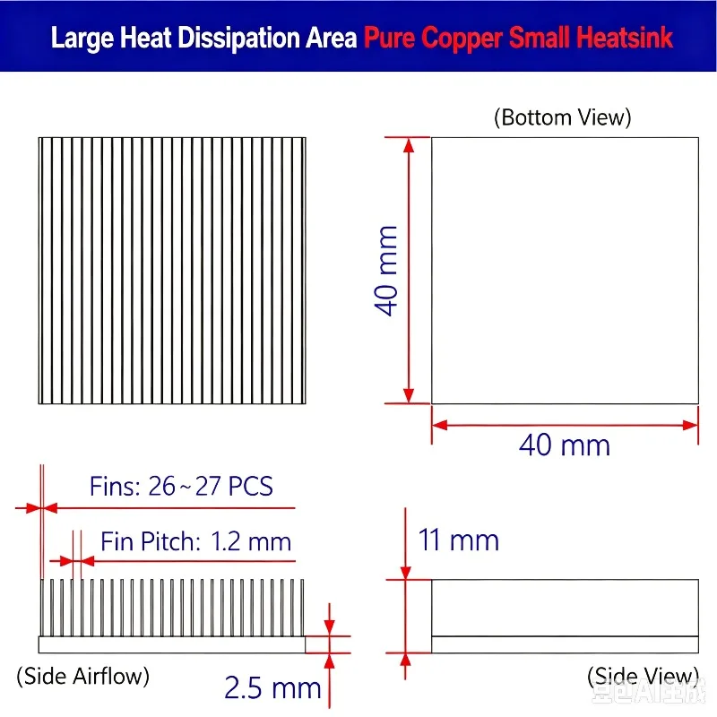 Pure Copper Heatsink Fins MOS IC Chip Thermal Pad For Medical Equipment Power Supply Memory Router Motherboard Coolin
