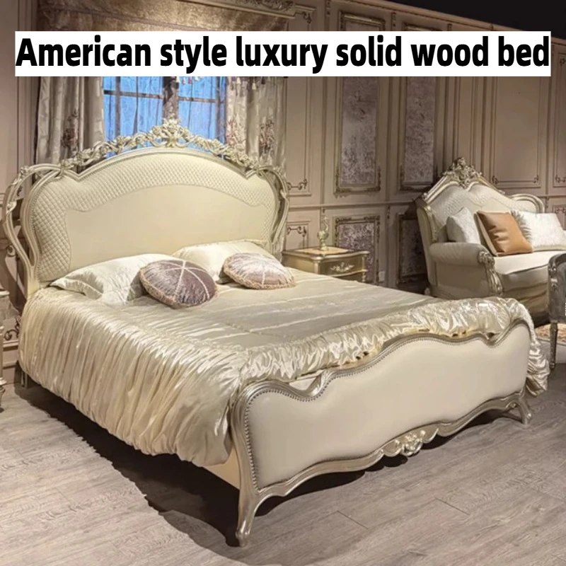 

180x200cm Marriage 2 People Bed Queen Luxury Master Bedroom Double Bed Headboard Modern Frame King Size Full Wooden Furniture