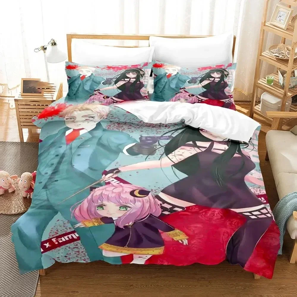 Anime Spy x Family Anya Duvet Cover Pillowcase Bedding Set Double Twin Full Queen King Adult Kids Bedclothes Quilt Cover