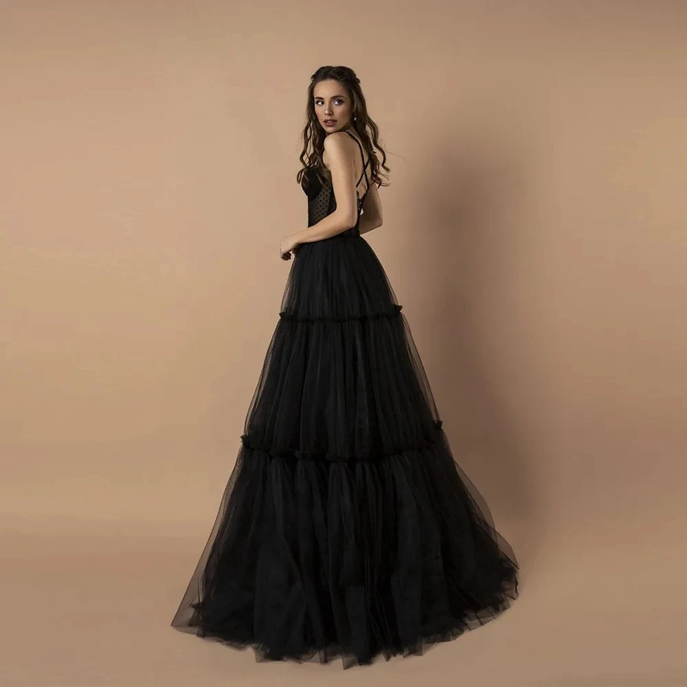 Maßgeschneidertes schwarzes langes Hochzeitsgastkleid für Frauen, Abendkleid, Nachtkleider, Robe, formelle Party, luxuriöses, geeignetes Ballkleid