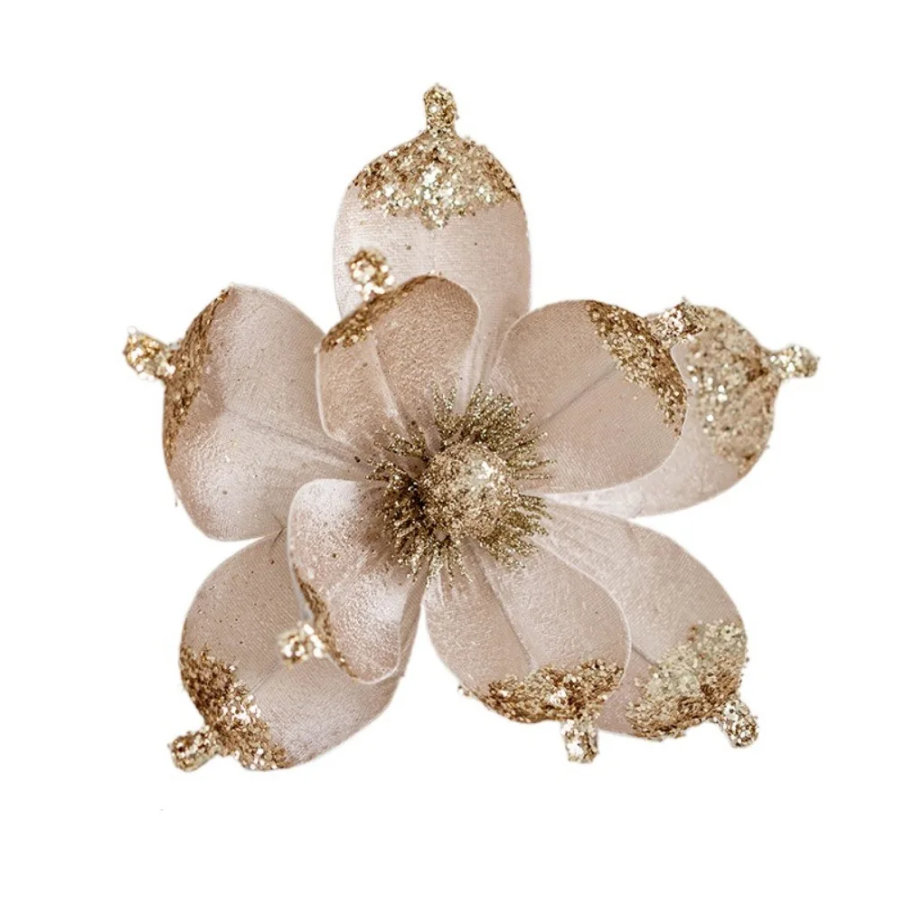 

20cm DIY Christmas Glitter Flower Hanging Long-lasting Artificial Flower Simulation Sequins Flower Festival Accessories