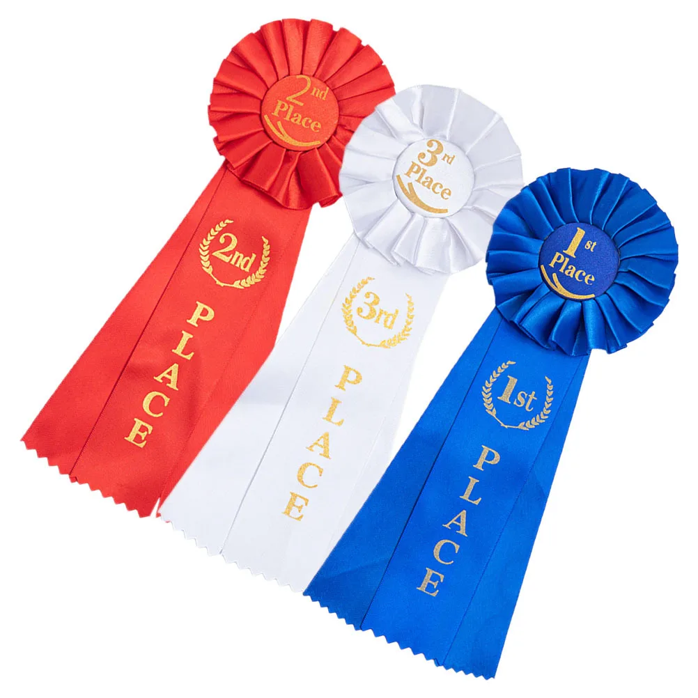 

3Pcs Sports Competition Medals Ribbons Award Party School Events Tournaments Prize Ribbons Recognition Winner Ribbon