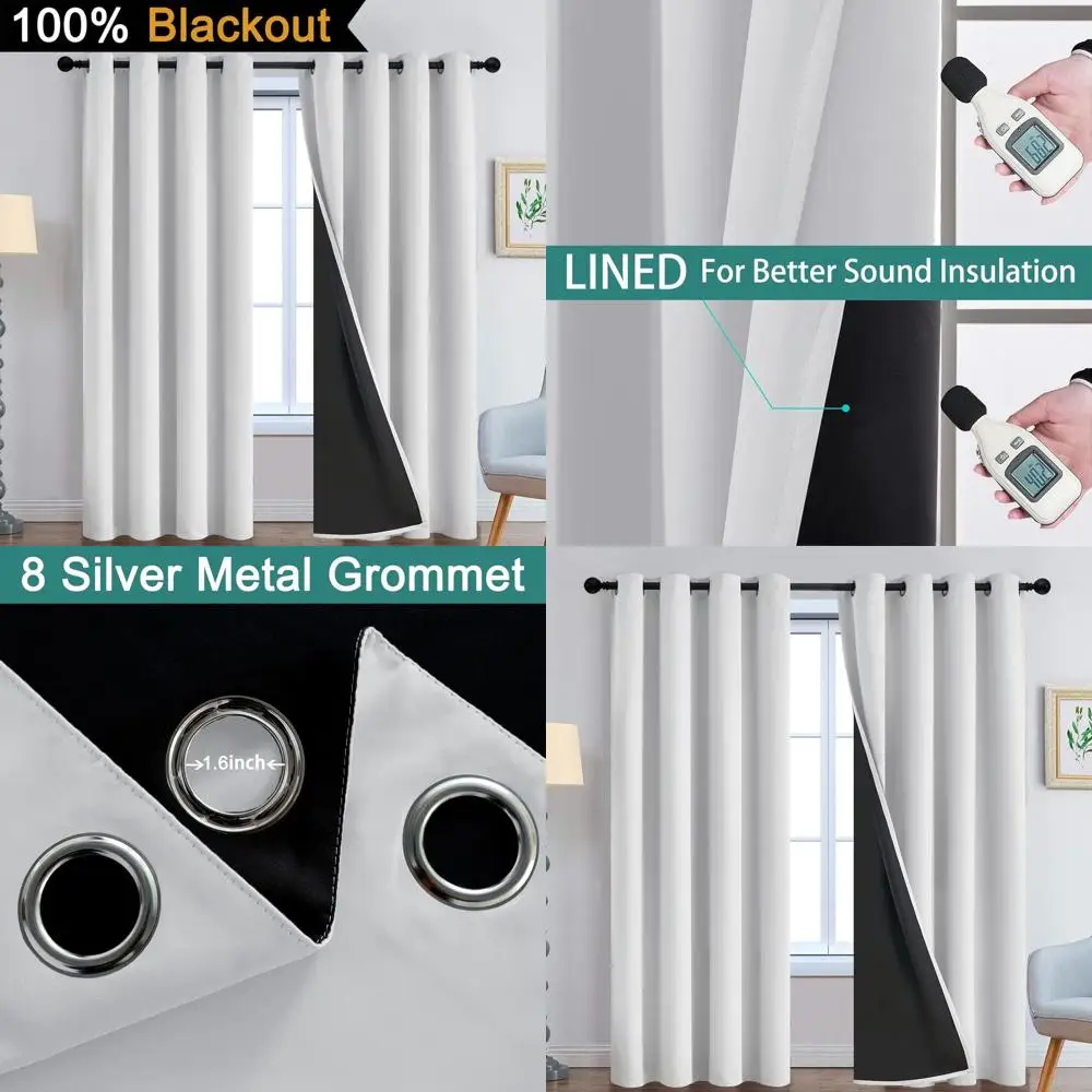 

Толстые 2-слойные изолированные плотные шторы 84, ширина 52, серовато-белые, набор из 2 шт.