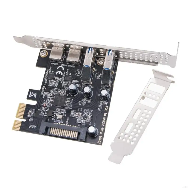 G8DF Highly Speed PCIE 1X To USB Expansion Card USB 3.2 Gen1 Type C and USB Interfaces Risers Card For Desktop PC