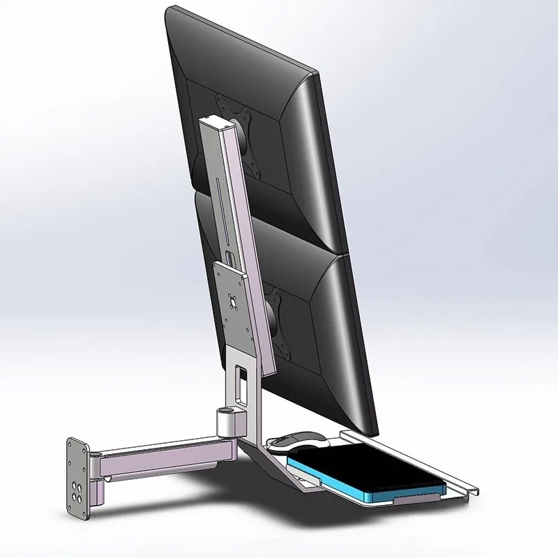 Industrial Equipment Color Aluminum Mouse Dual Screen Keyboard Integrated Computer LCD Monitor Stand