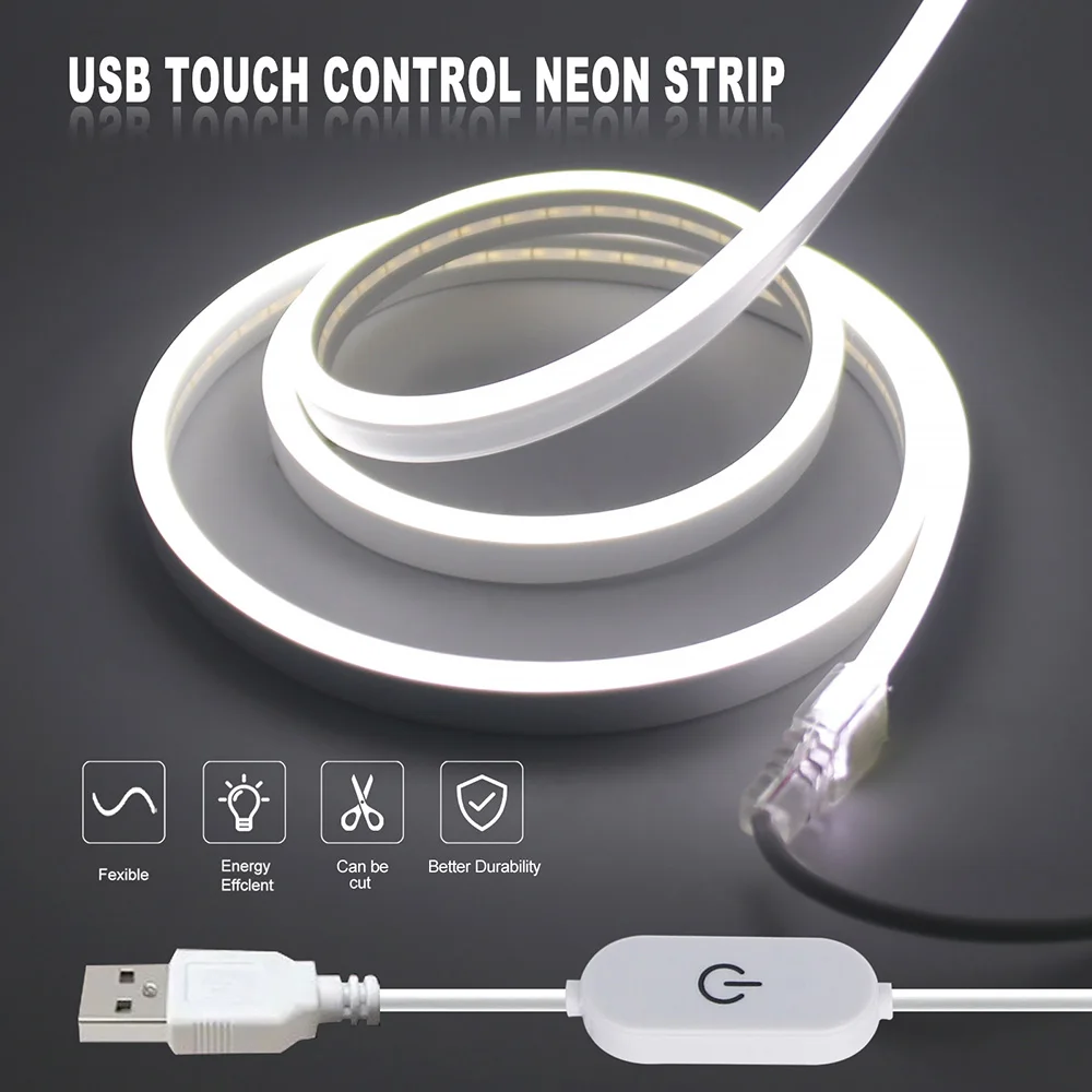 Touch Sensor LED Neon Strip Light Dimmable 5V USB Flexible Led Ribbon Lighting Waterproof Lamp For Room Backlight Decoration