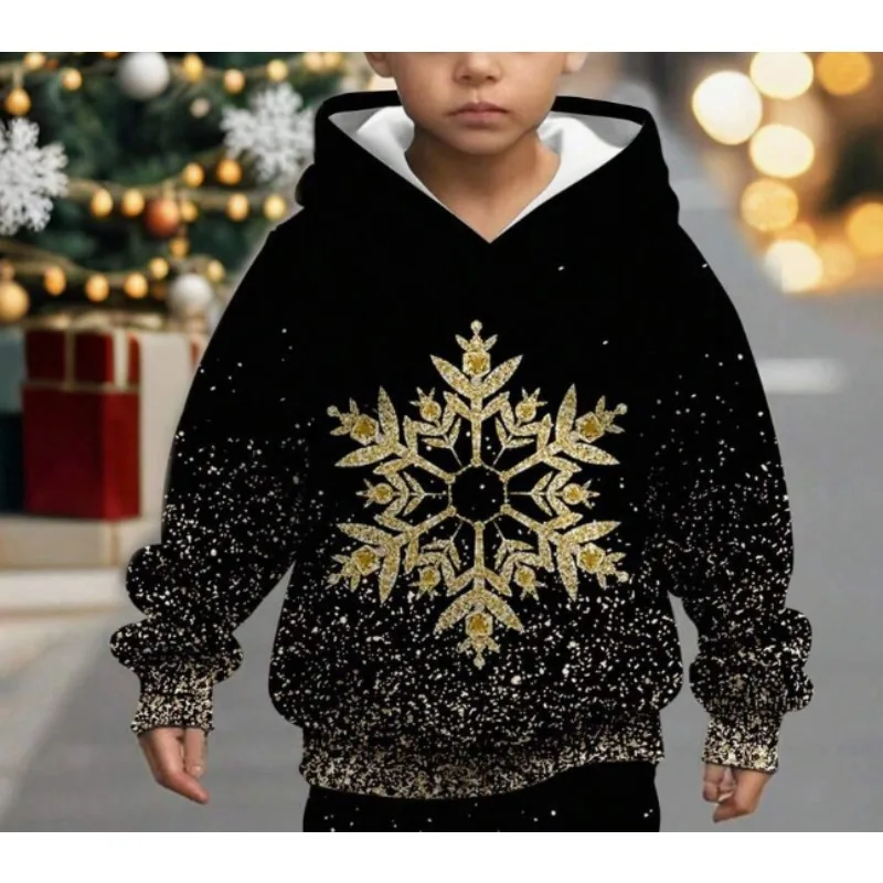 

Christmas Theme Snowflake 3D Print Children's Fashion Hoodie Fashion Women's Clothing Casual Clothes Warm and Comfortable
