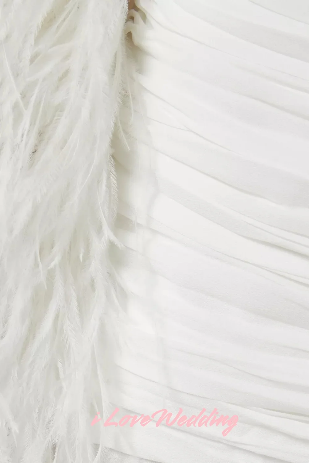 Vestido de noche blanco con cuello en V, gasa, manga larga, plumas, corte en A, abertura lateral, largo hasta el suelo, plisado, vestido de fiesta de boda personalizado, 2025