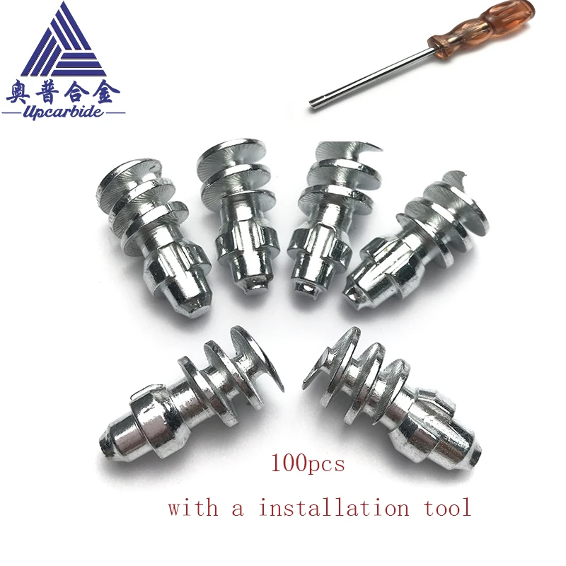 

UP100 Carbide Screw-In Snow Tire Studs (100PCS + 1 Tool) | Enhanced Snow/Ice Traction for Vehicles