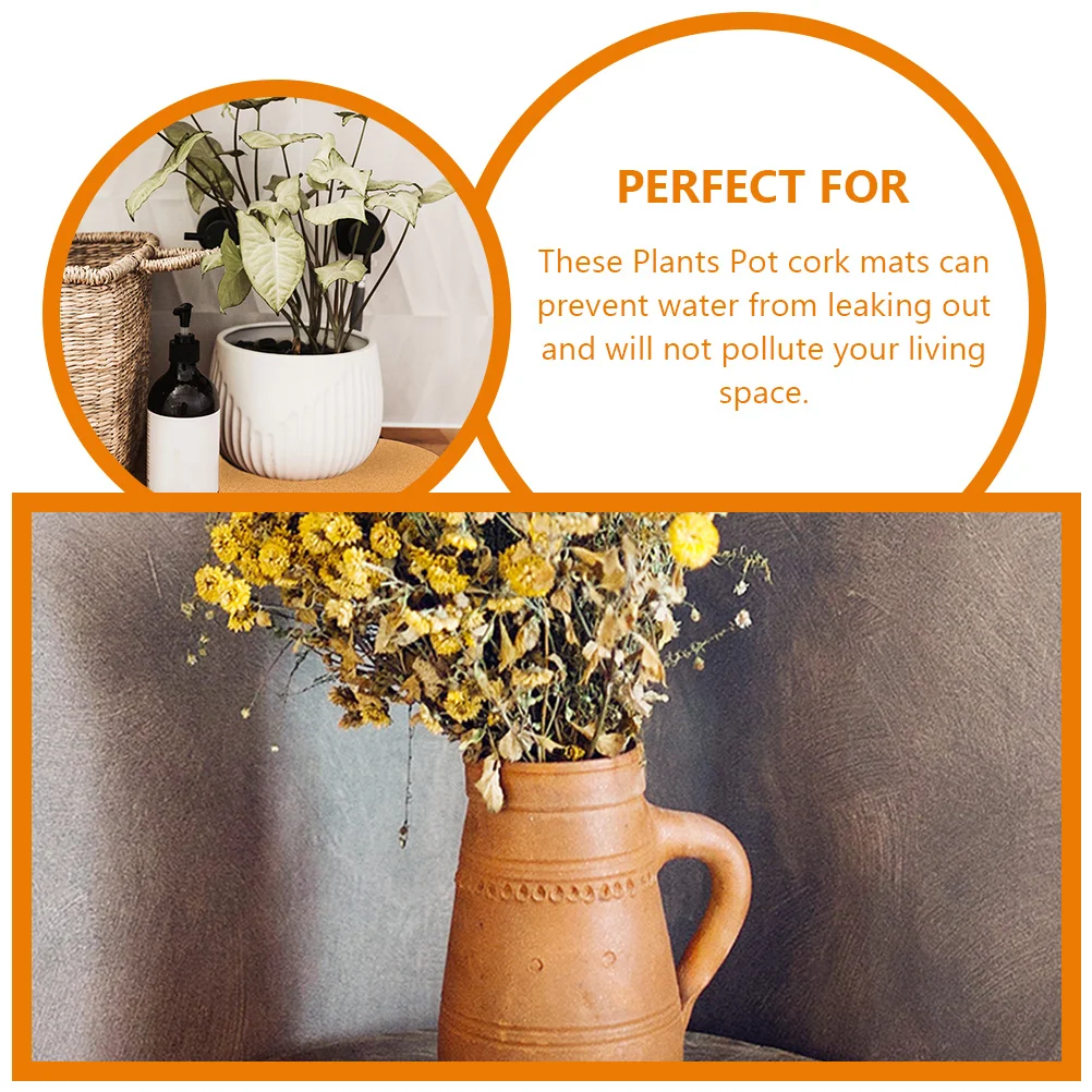 

8pcs Cork Plants Coasters Round Plant Pot Mats Water Absorbing Non-Slip Garden Planter Mat Flowerpot Bottom Pads Cork Mat For