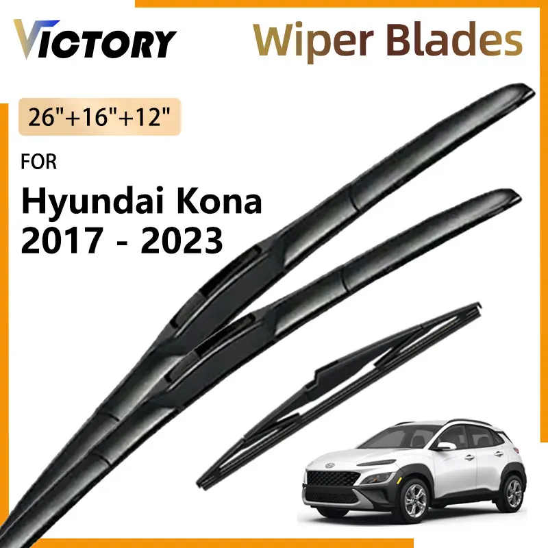 

Front Rear Wiper Blades For Hyundai Kona 2017 - 2023 2022 2021 2020 2019 2018 Accessories Windshield Windscreen Brush 26"16"12"