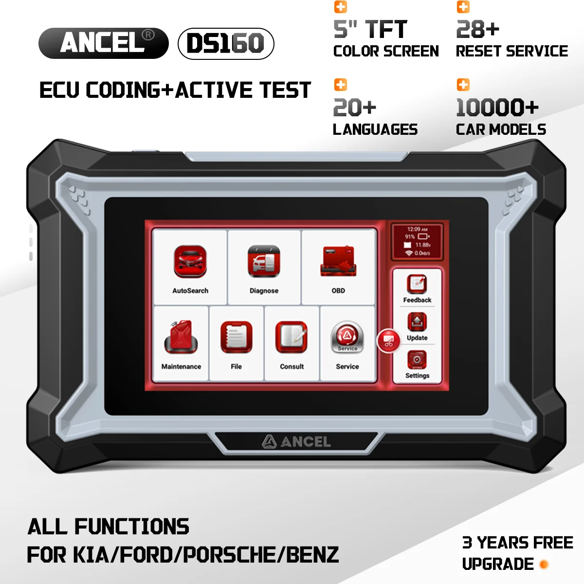 2025 New ANCEL DS160 Full Systems OBD2 Scanner with 28+ Reset Services Car Diagnostic 3 Years Free Update PK X431 CRP919E