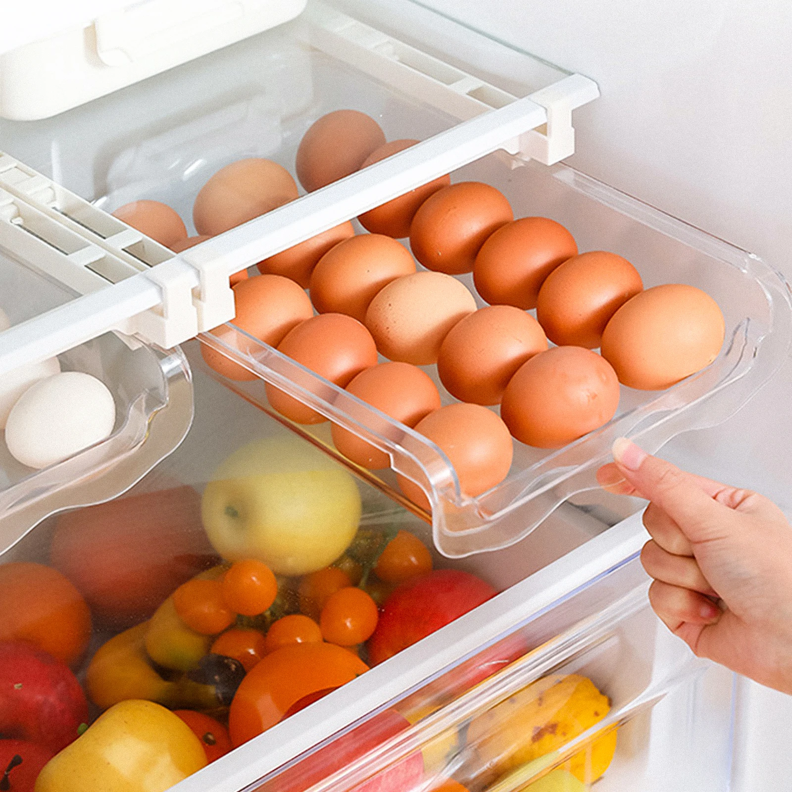 

1 set Hanging Fresh Keeping Box Fridge Egg Rack Practical Holder Simple Container Storage Shelf Organizer Refrigerator Accessory