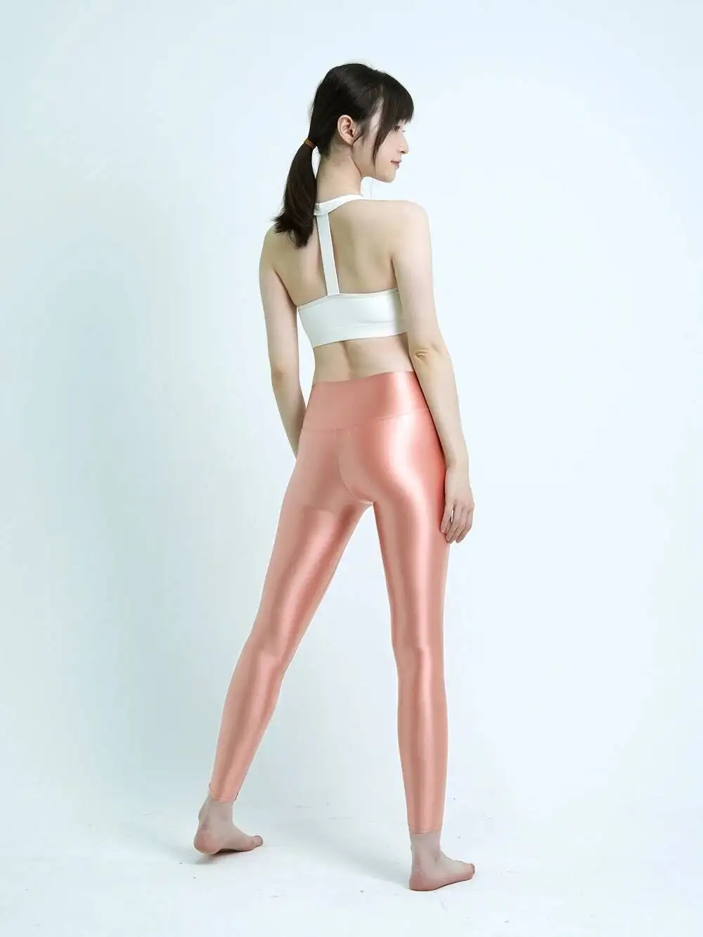 Glossy sexy satin tight pants leggings High waist plus size shiny yoga sport sweatpants trousers