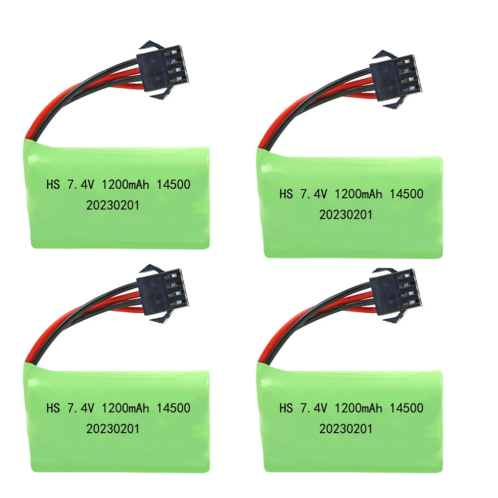 Batería de iones de litio de 7,4 V y 1200mAh, baterías 14500 para helicóptero con control remoto, cuadricóptero, coche teledirigido, camión, piezas de juguetes con enchufe de SM-4P