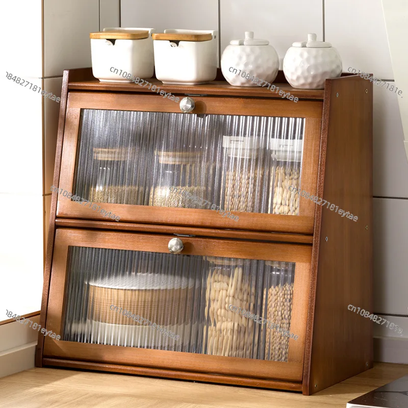 Kitchen Countertop Storage Cabinet with Door Spice Rack Organizer Adjustable Shelving Unit for Pantry